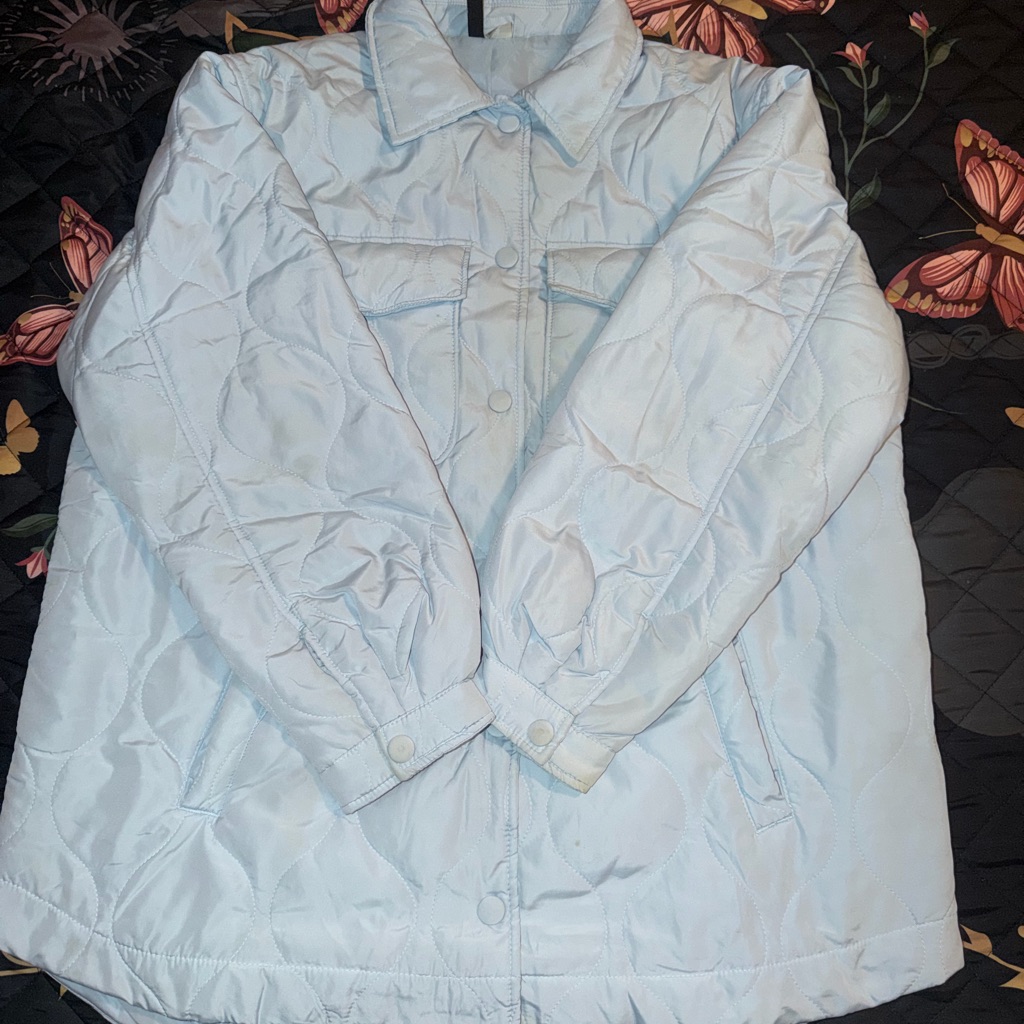Womens Light Blue Quilted Jacket